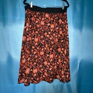 LuLaRoe Floral Orange Black Lola Skirt 2X